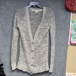 Roxy Gray Knit long sleeve cotton blend cardigan button Sweater M